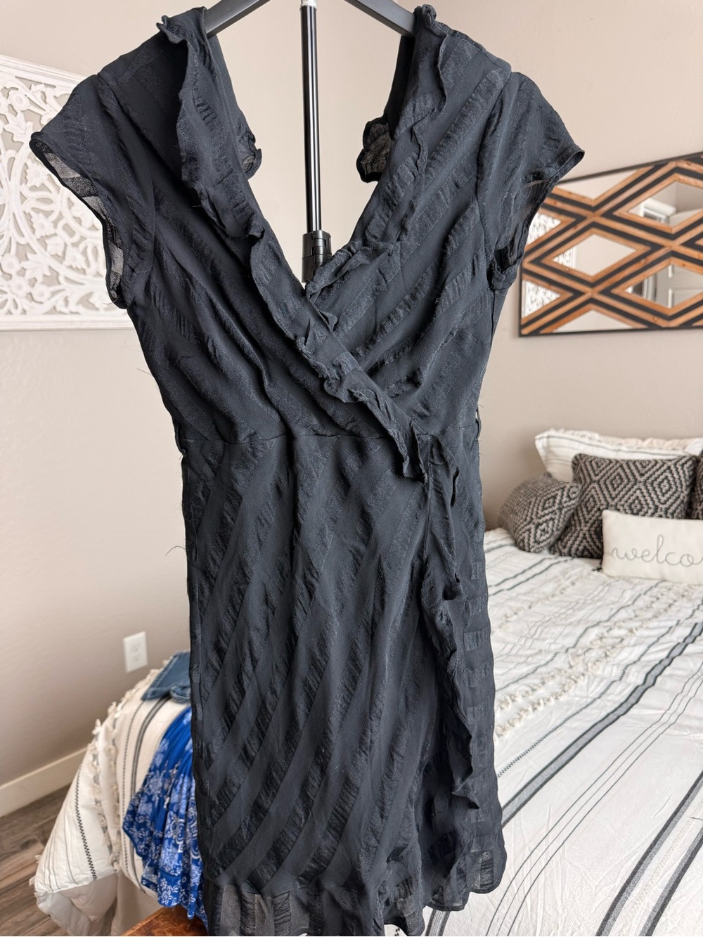 Bardot Black Ruffle Wrap Dress